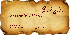 Zoltán Áron névjegykártya